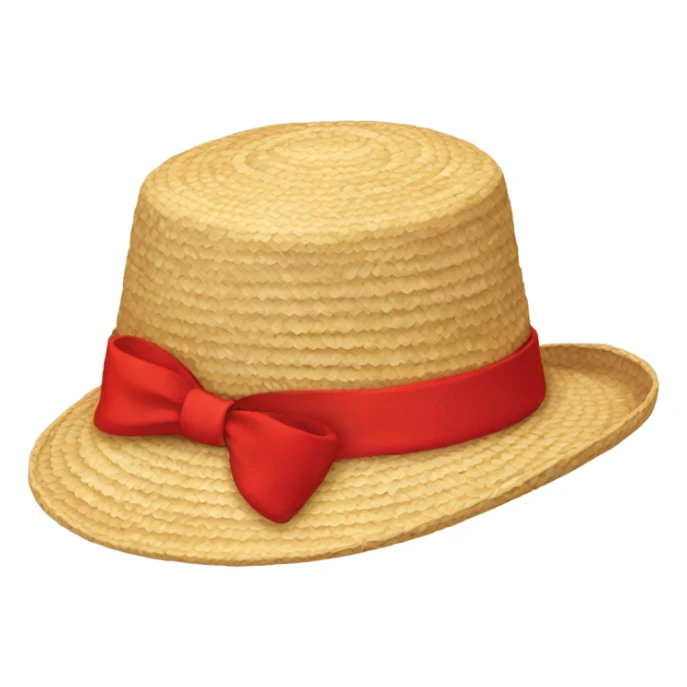 straw hat with bow red sticker