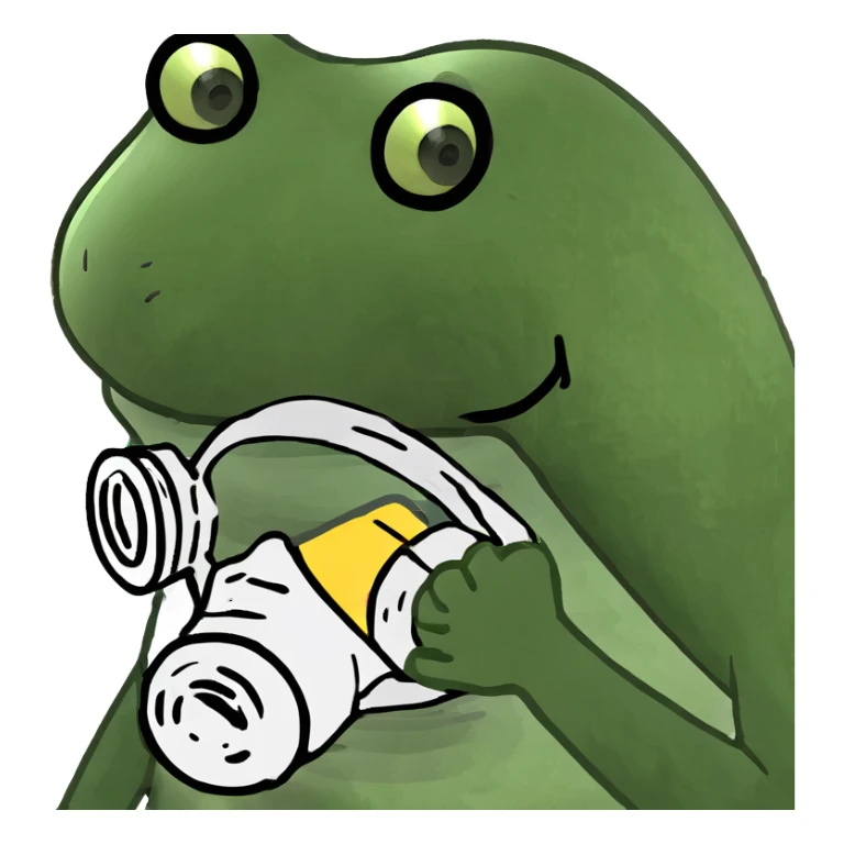 frog wearing a gas mask like a stalker sticker