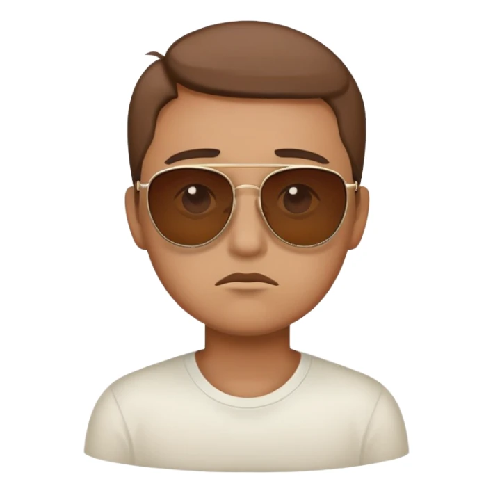 Sad face with brown sunglasses sticker
