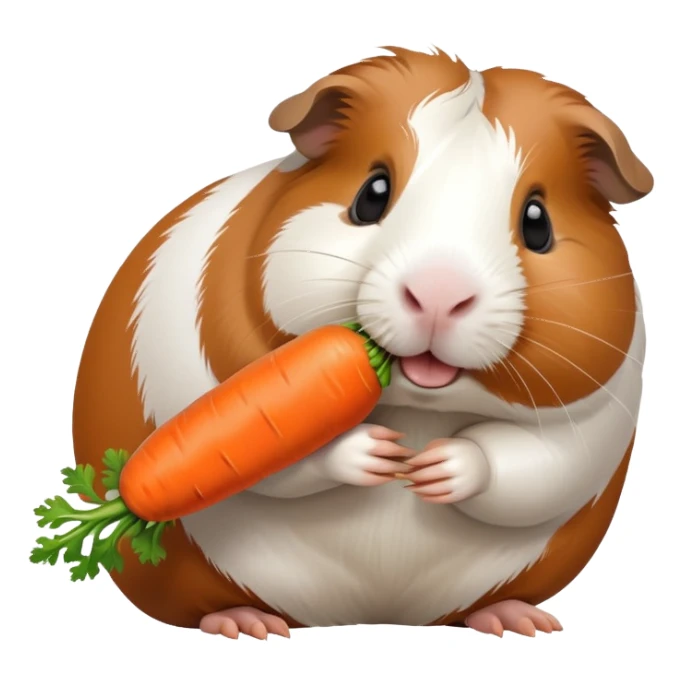 a guinea pig eating a carrot sticker