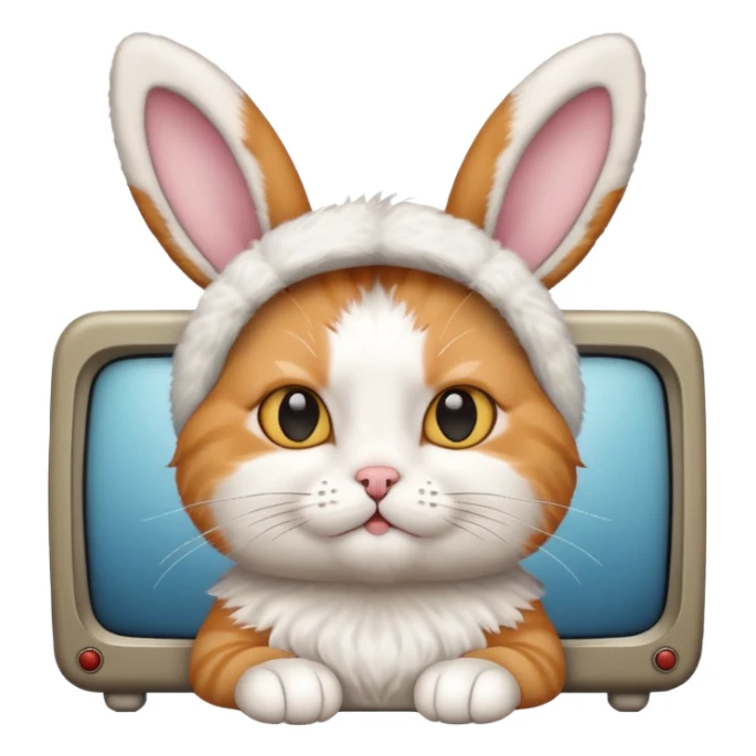 Cat with rabbit ears watching tv on a plane sticker