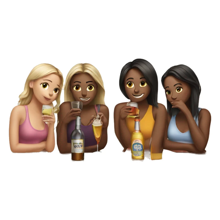 Four girlfriends are drinking alcohol sticker