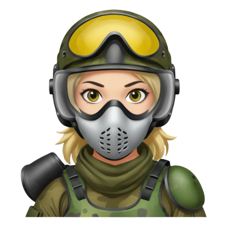 paintball player face girl sticker
