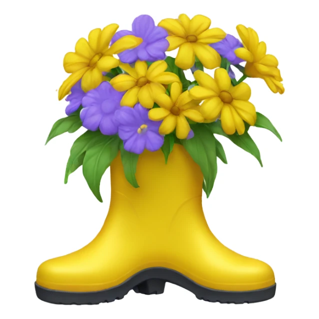 Flowers in yellow rain boot  sticker