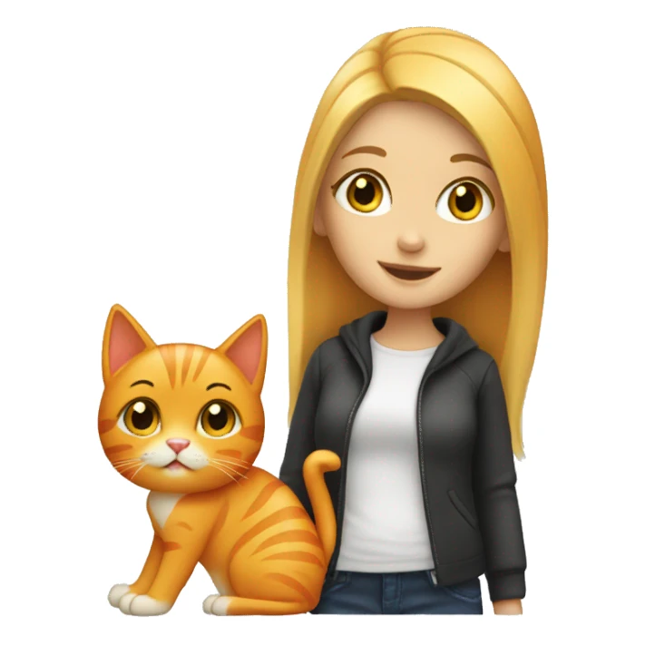 blonde girl with orange cat sticker