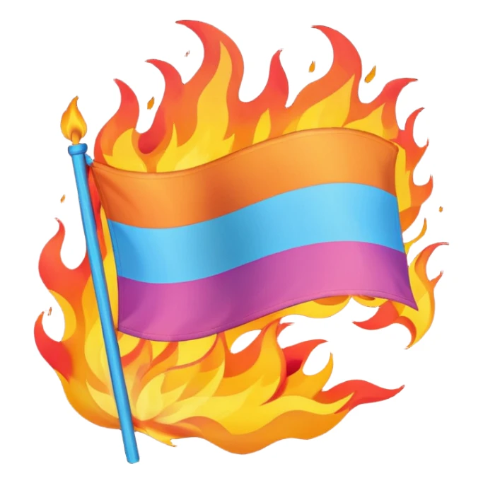 A burning trans flag sticker