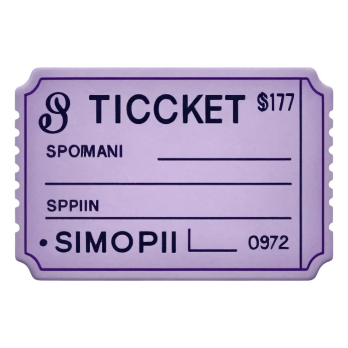 Pale Purple colored 1 Signed ticket  sticker