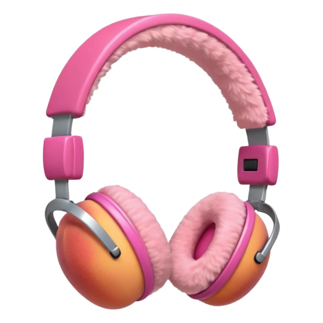peach fruit with pink headphones sticker
