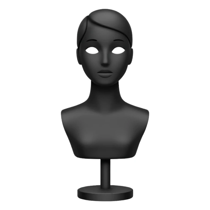 Minimalistic flat vector icon, iOS style, thin black contour on white background. Matte black mannequin in front of in 3D monochrome style. skulpt sticker