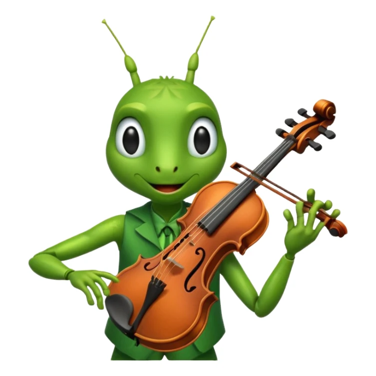 grasshopper playing violin sticker