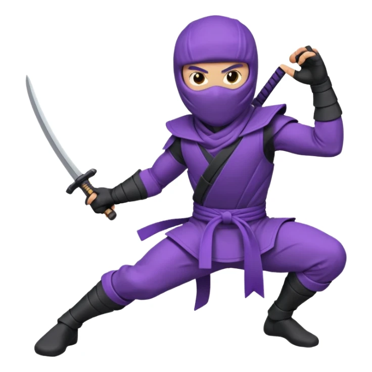 purple ninja in action pose sticker