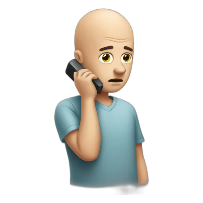 sad bald guy with a phone sticker