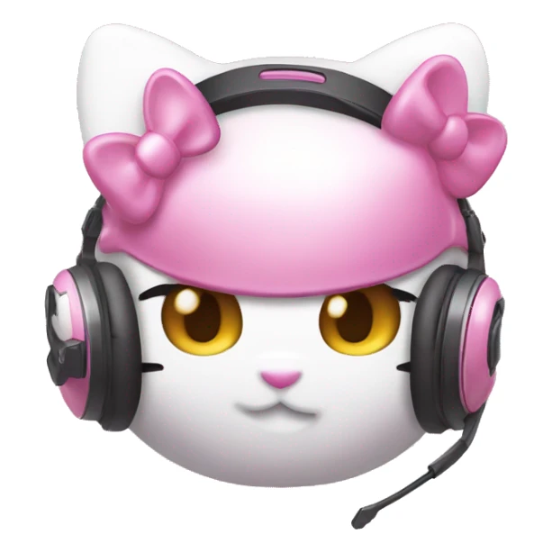 Hello kitty wearing pink gaming headset sticker
