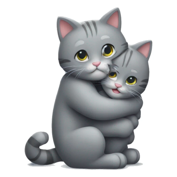 Big kitty hug grey kitty sticker