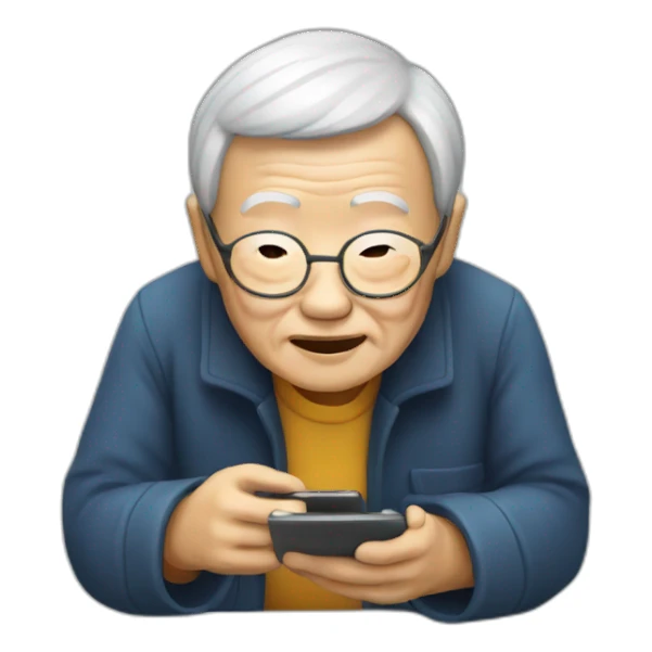 Chinese old man on phone sticker