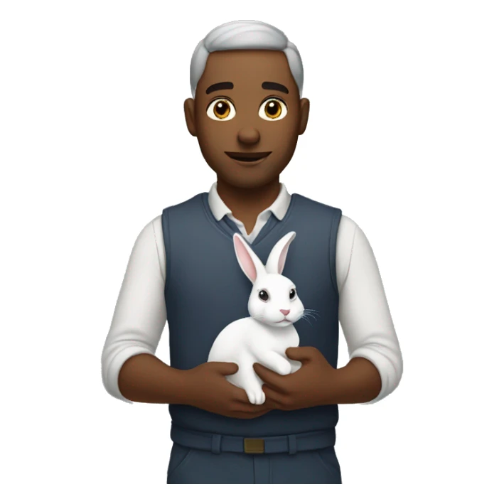 A man with a rabbit in his hands sticker