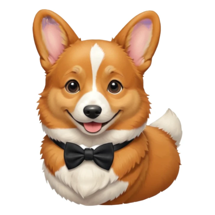 Corgi with black bow tie, half body sticker