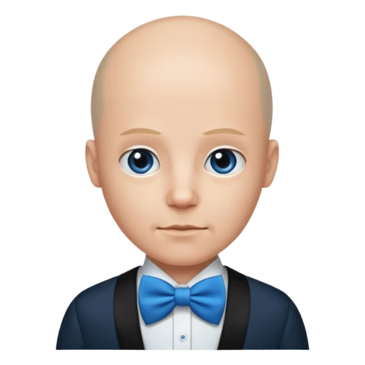 Bald with blue bow tie, balck dress sticker