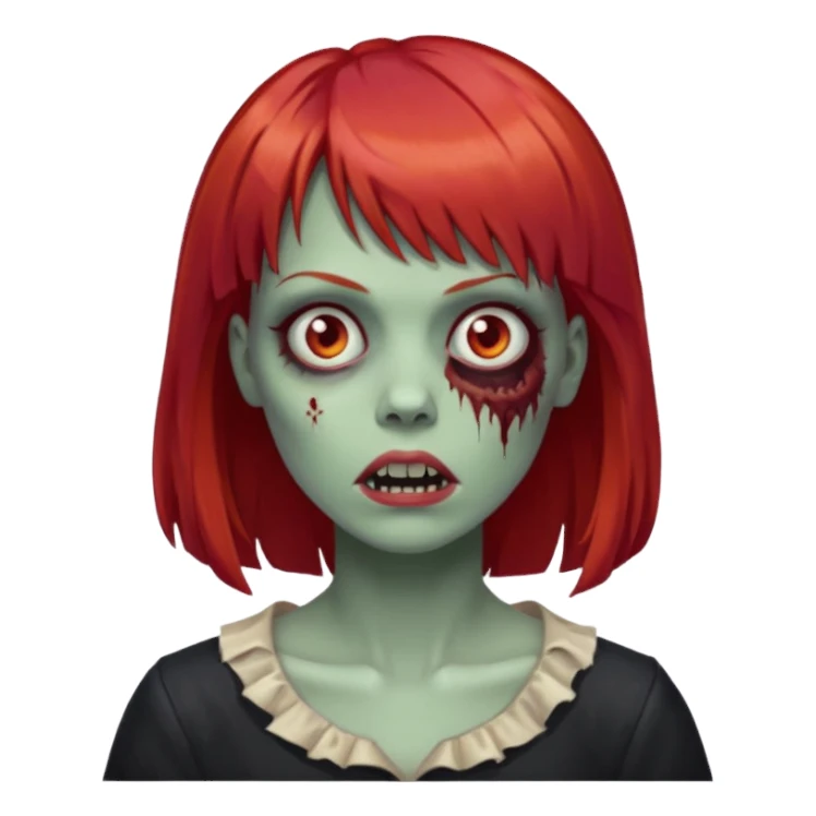 Mulher zombie com cabelos vermelho com franja sticker