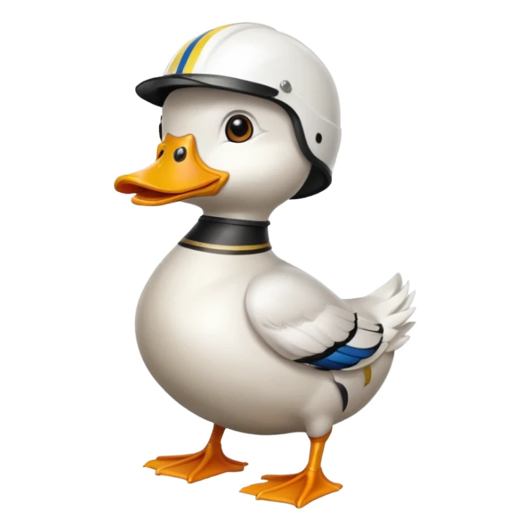 standing duck with racing helmet  sticker