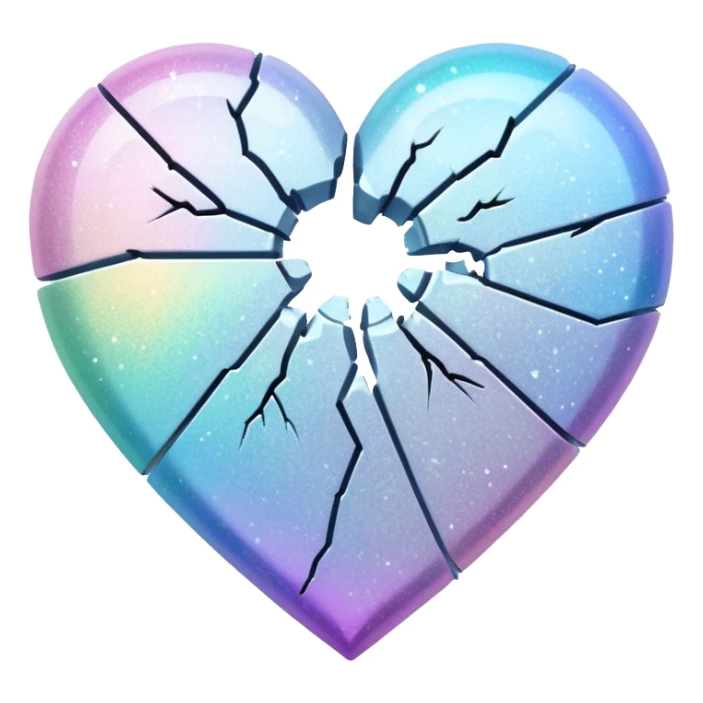 coração partido glitter branco sticker