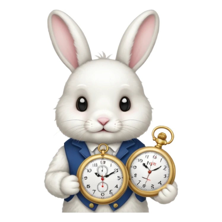 white bunny with a clock on his hand sticker