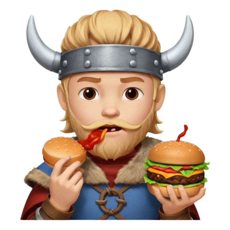 young boy viking eating burger sticker