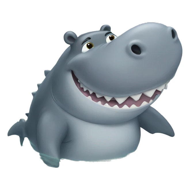 Hippo hugging shark sticker