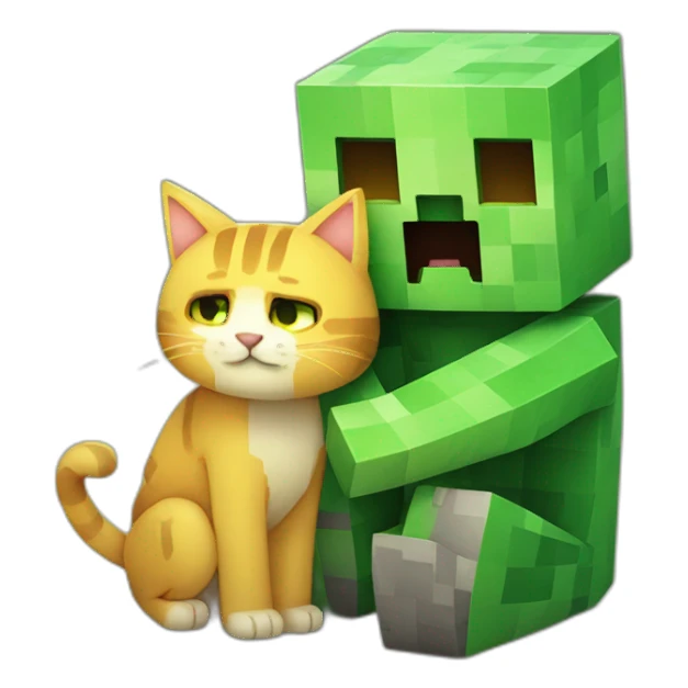 Minecraft creeper cuddling a cat sticker