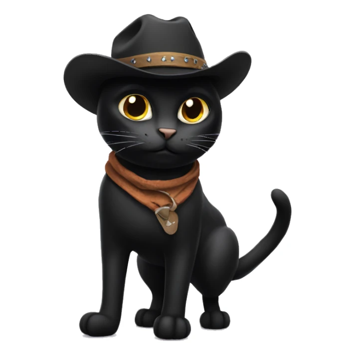 Black cat with cowboy hat sticker