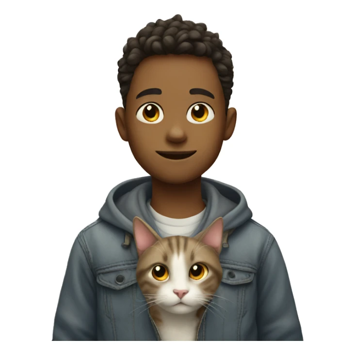 Cat with boy sticker