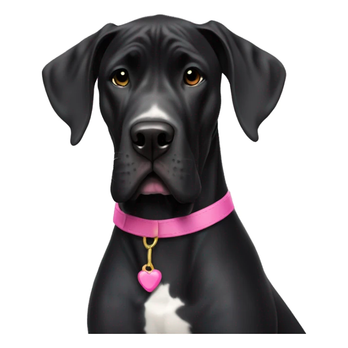 All black Great Dane with pink collar  sticker