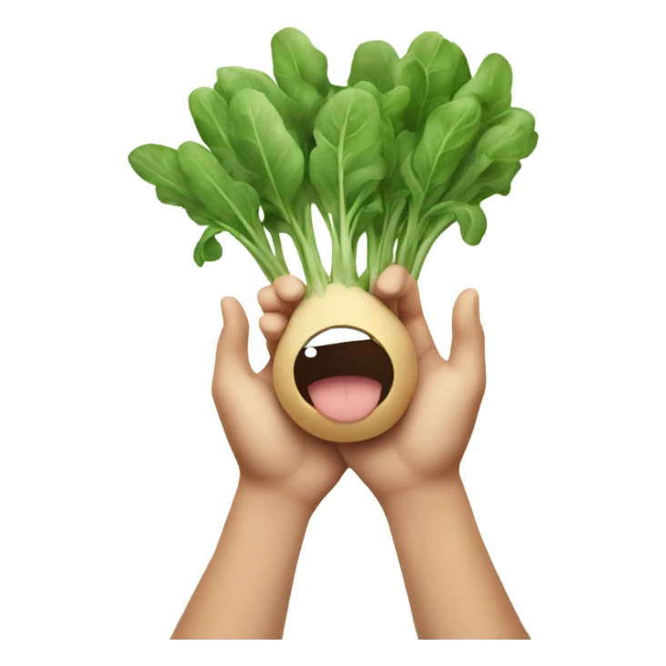 Happy arugula with hands sticker