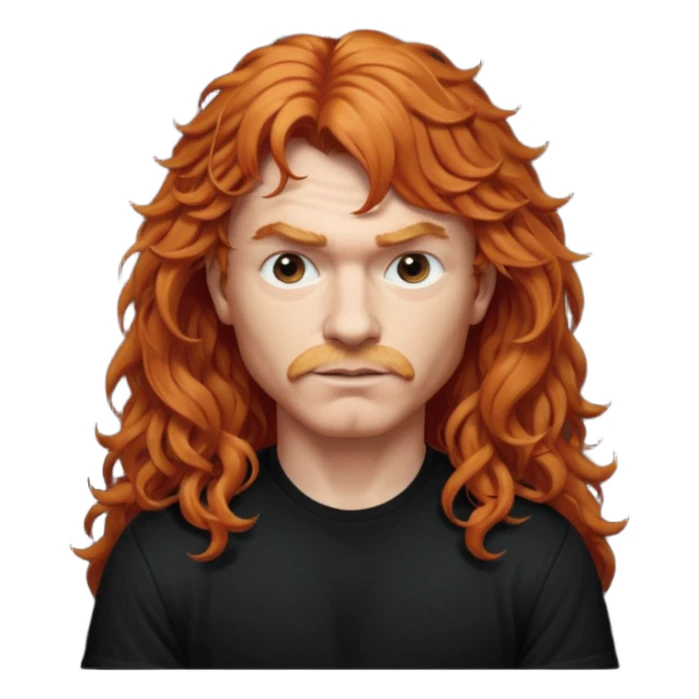Ginger dave mustaine with curly hair and bangs sticker