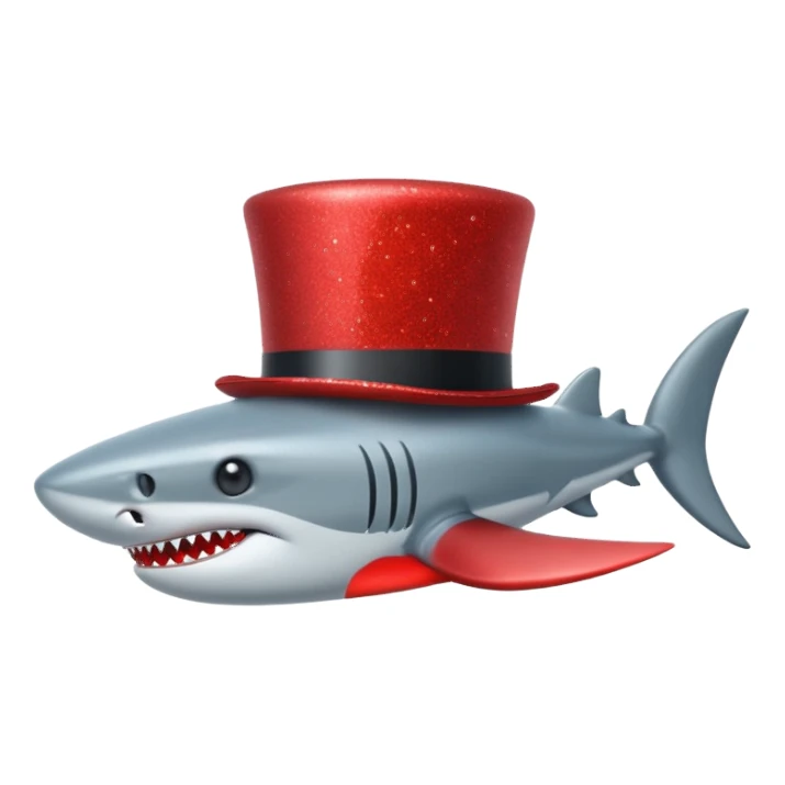 red glitter top hat shark sticker
