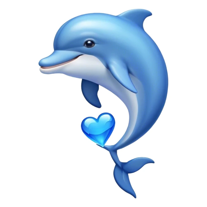 dolphin with blue heart sticker