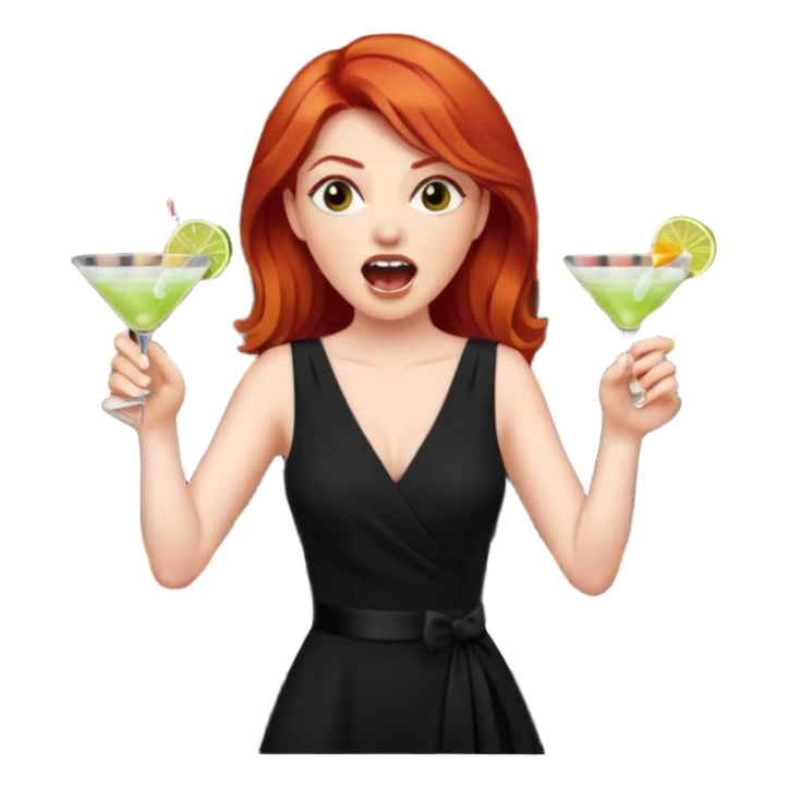 A raid haired woman yelling at a bartender sticker