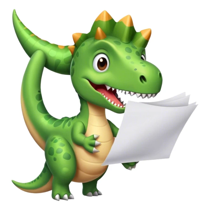 dinosaur hand holding papers sticker
