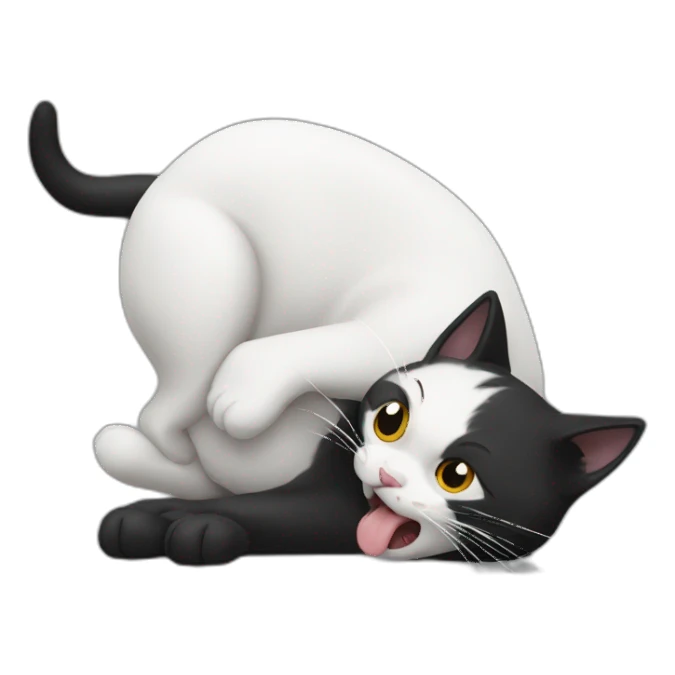 Black and white cat vomiting sticker