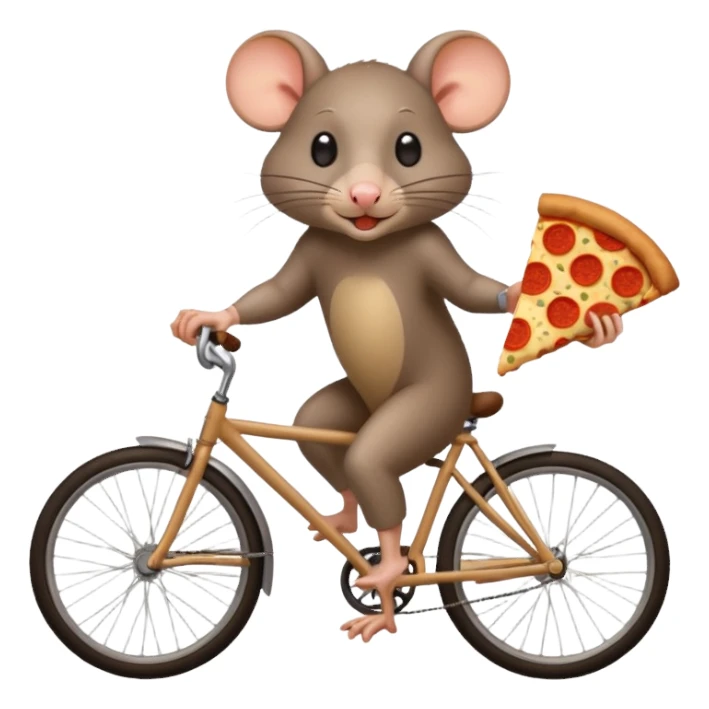 rat stealing pizza on a bike sticker