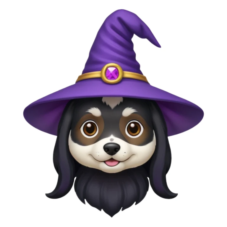 dog wear purple wicth hat sticker