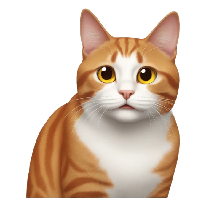 The red-and-white cat looks scared sticker