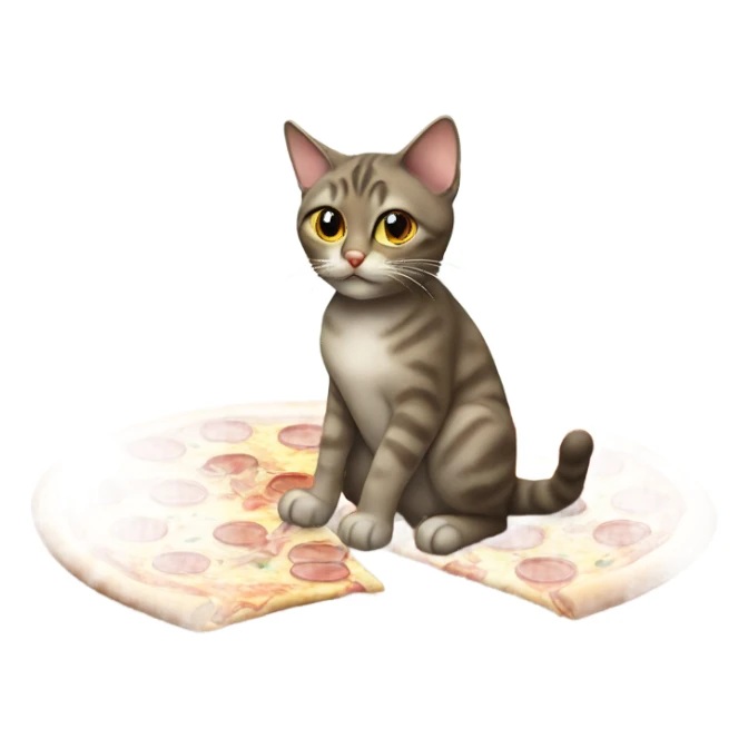 Cat eating pizza sticker