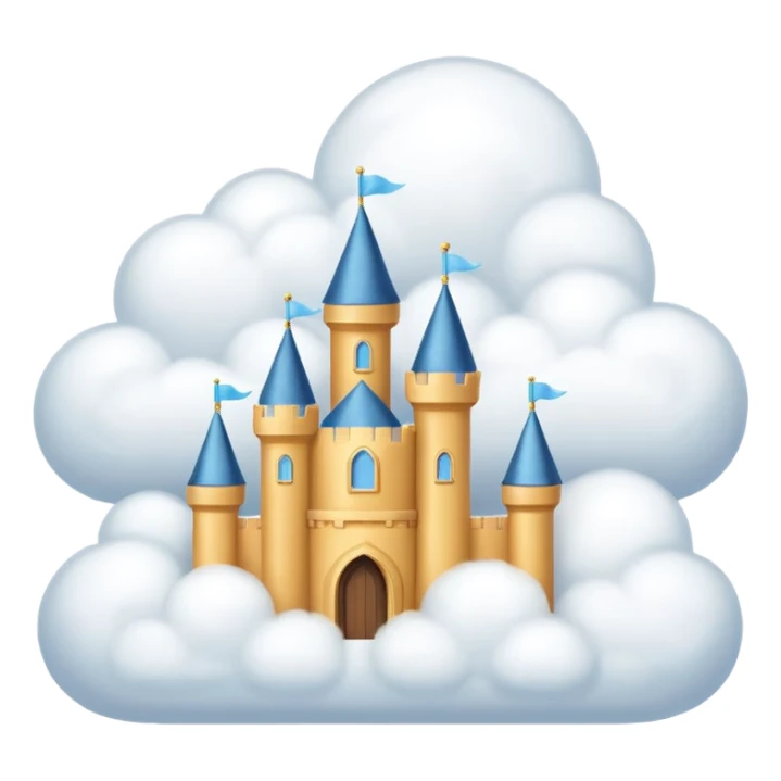 Cloud Castle – White castle resting on fluffy clouds sticker