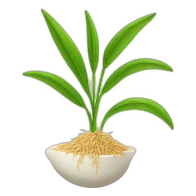 rice plant and root sticker