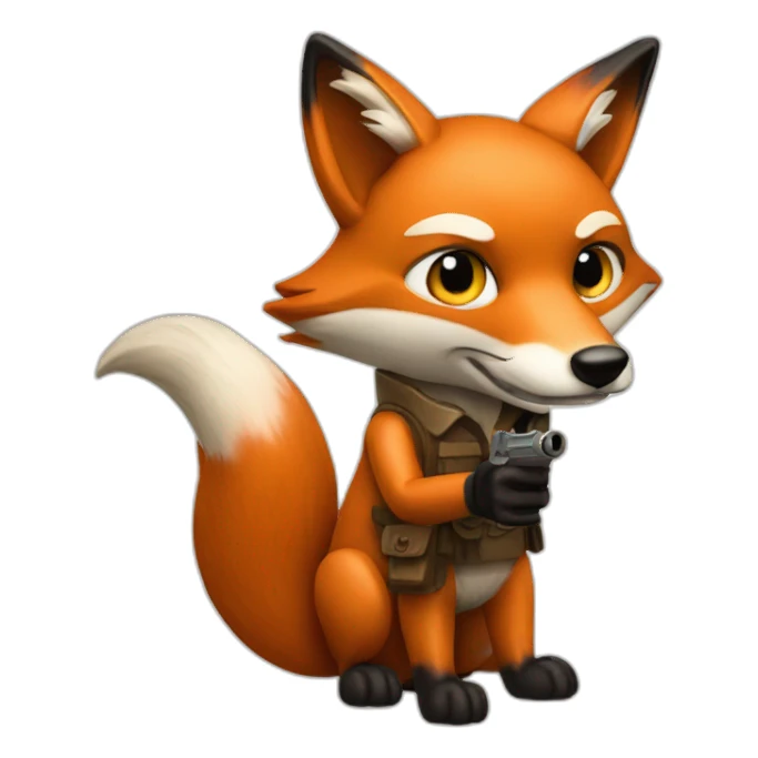 Fox shot with pistol sticker