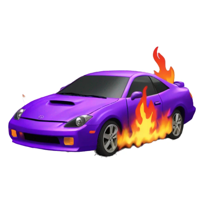 Purple Toyota celica on fire sticker