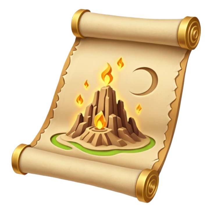 desert magic scroll object icon, ancient parchment with glowing sand symbols, sand dust floating, fantasy desert artifact, 3D cartoon, mobile game icon style, centered, clean background, no text, no watermark
 sticker