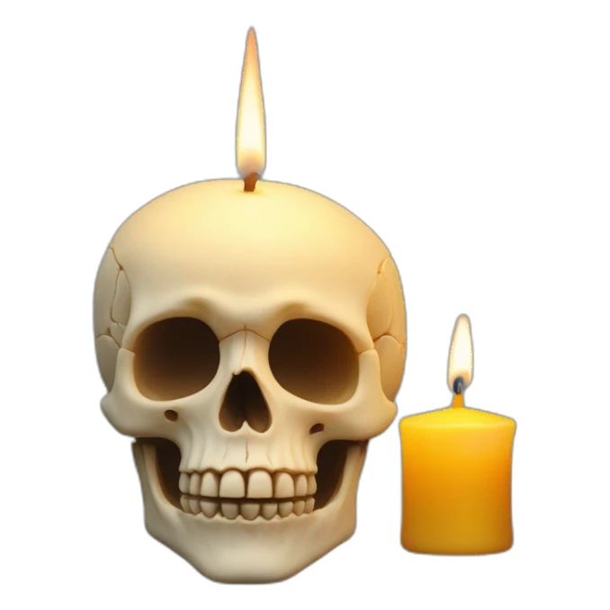 skull in wax with candle sticker