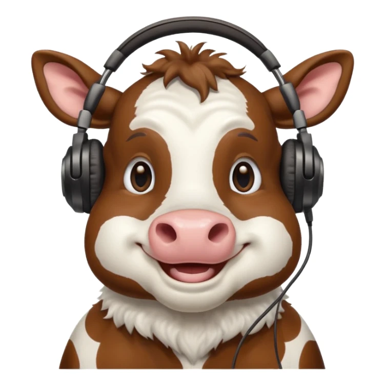 smiling cow wearing headphones sticker